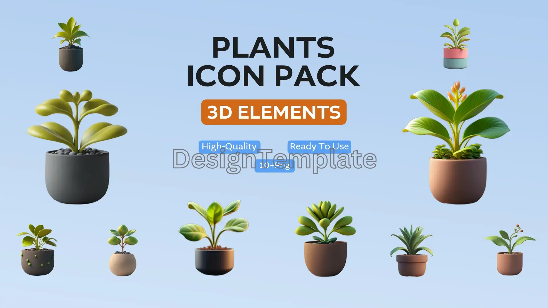 Verdant Variety Plants Icon Pack 3D Elements Collection
